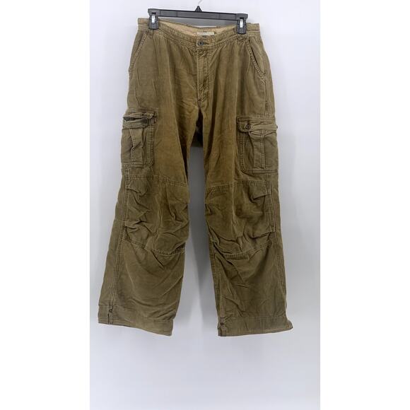 SUNNY CLOUDS Men's Brown Corduroy Baggy-Fit Straight-Leg Cargo Pants SZ 30 - Picture 1 of 10